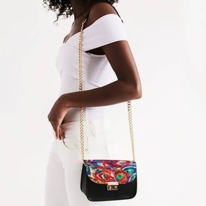 ♥️ Shoulder Crossbody Bag Hand Painted Art Gold Chain